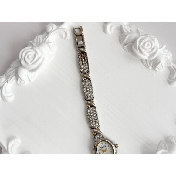 Gruen Silver Toned GR8702 Rhinestone Vintage Women's Wristwatch - 12mm - WORKS! - Picture 6 of 10